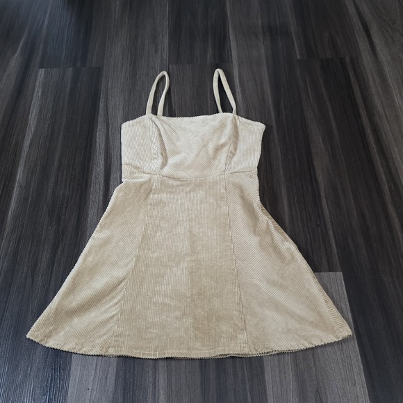 Forever 21 Dresses & Skirts - Forever 21 Y2K Style Corduroy Mini Pinafore Overall Dress Beige Tan Women XS